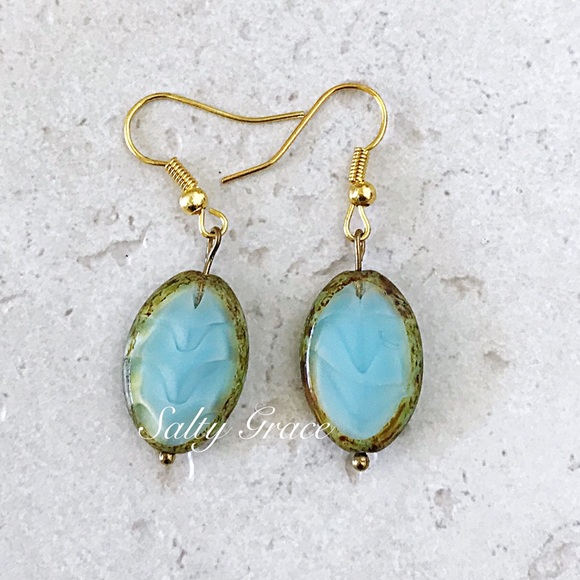 Salty Grace Jewelry - Turquoise waves handmade earrings